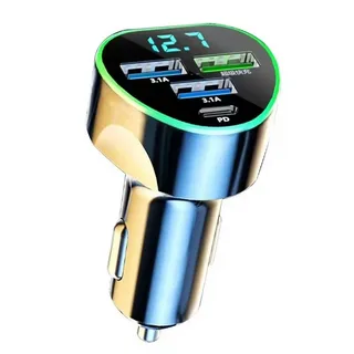 UYUXIO 6-in-1 USB C Car Charger Adapter with Voltage Display Dual PD Fast Charging for iPhone Samsung Huawei